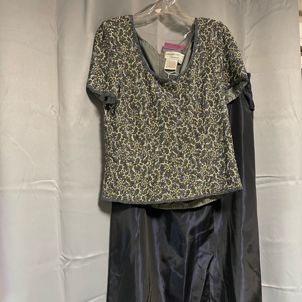 Dark blue beaded top with skirt bottom